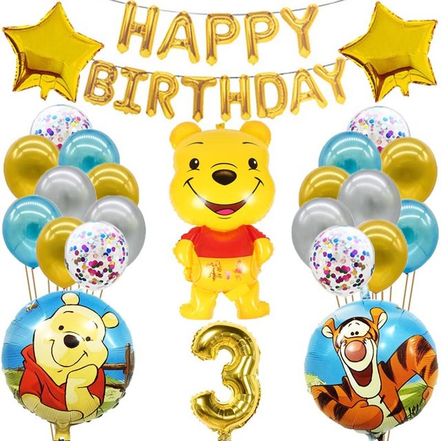 Disney Pooh Winnie The Tigger Birthday Party Aluminum Film Balloon Set  Cartoon Birthday Number Decoration Gifts - AliExpress