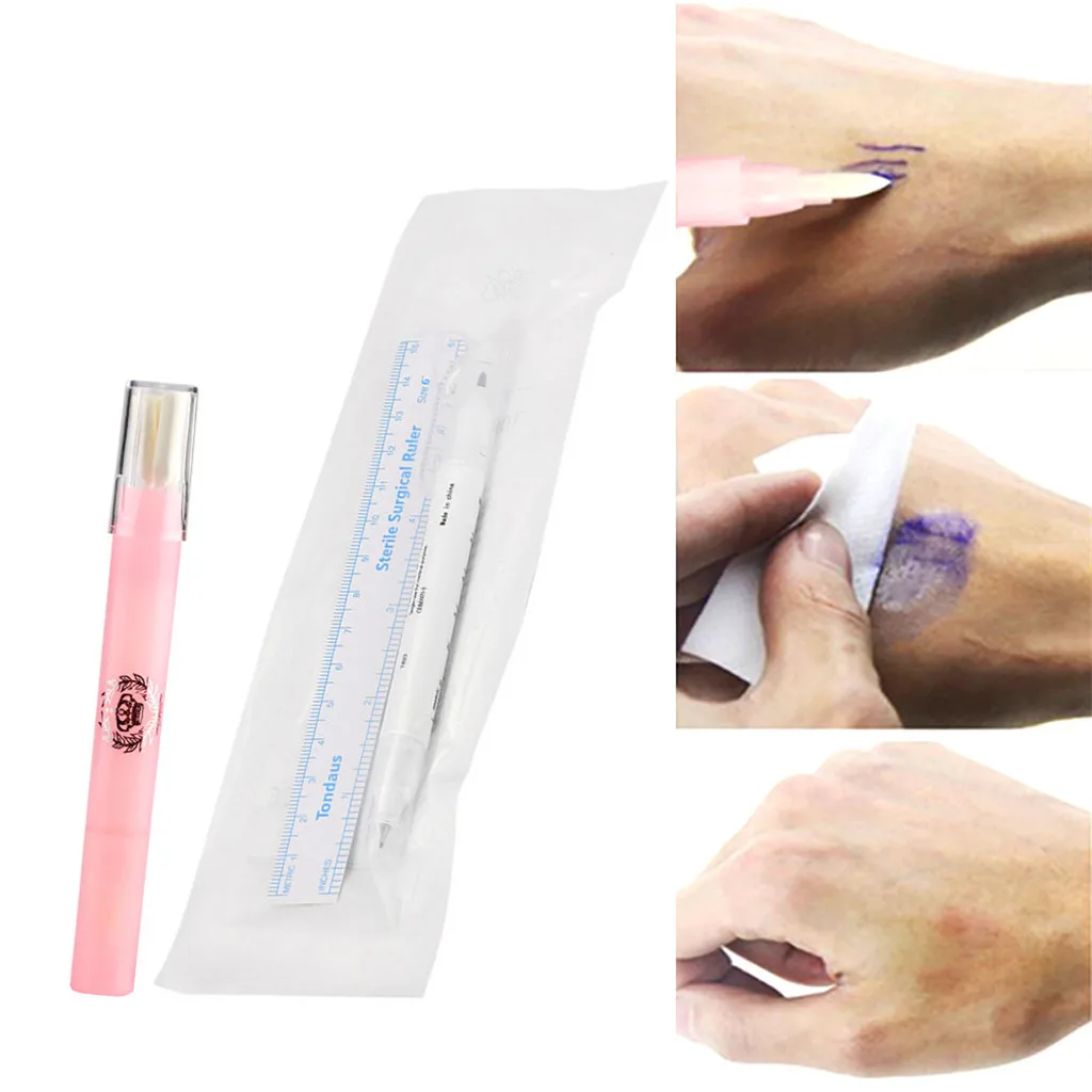 Permanent Tattoo Eyebrow Skin Marker Pen Eraser with Measuring Ruler Set