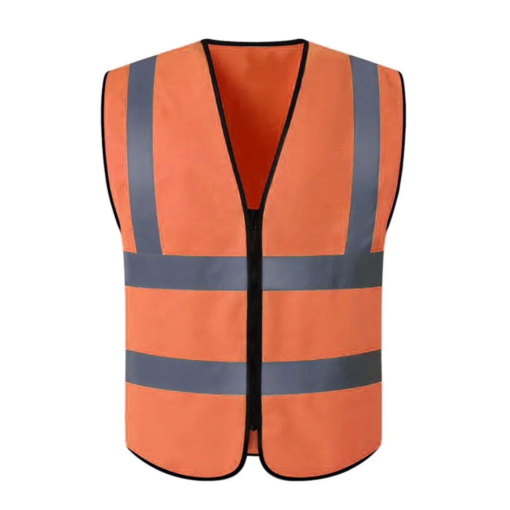 High Visibility Zipper Front Safety Vest With Reflective Strips, Premium, 5 Colors Optional