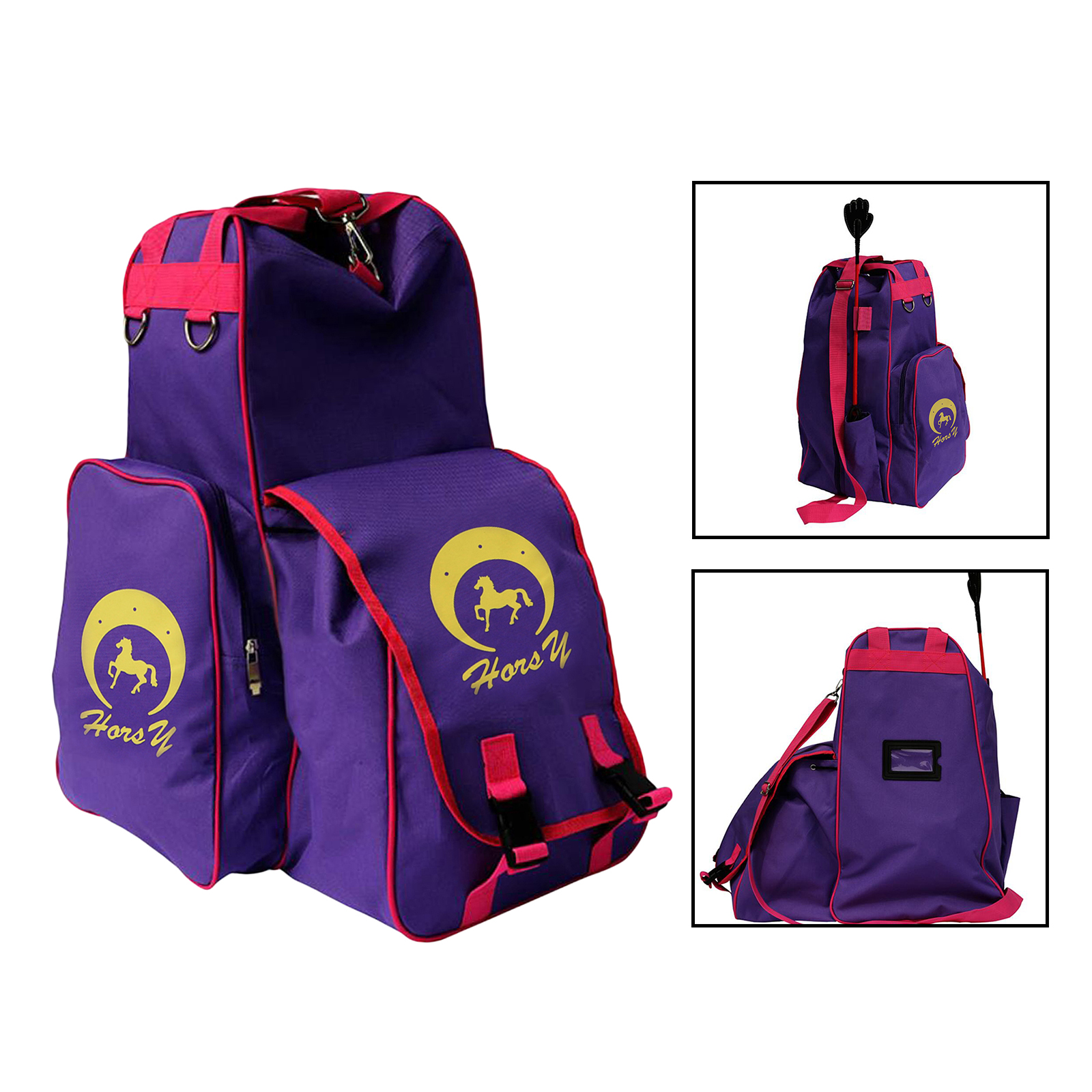 Portable Equestrian Backpack Horse Riding Helmet Armor Whip Bag Waterproof