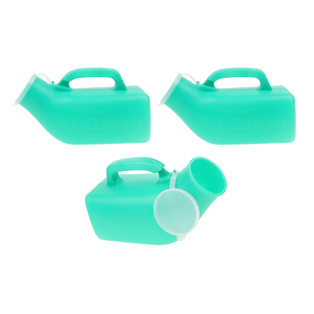 3 Pcs 1000ml Elder Urinal Bottle Chamber Pot Emergency Toilet Pouch W/Lids
