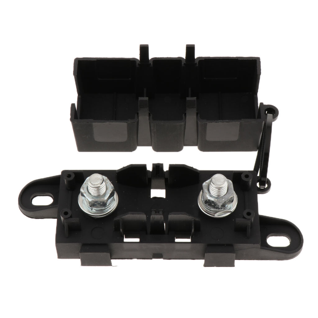 Safety MEGA Bolt-on Fuse 300A and MEGA Fuse Block Holder With Cover Vehicle Replacement Part for RV Marine Van Black