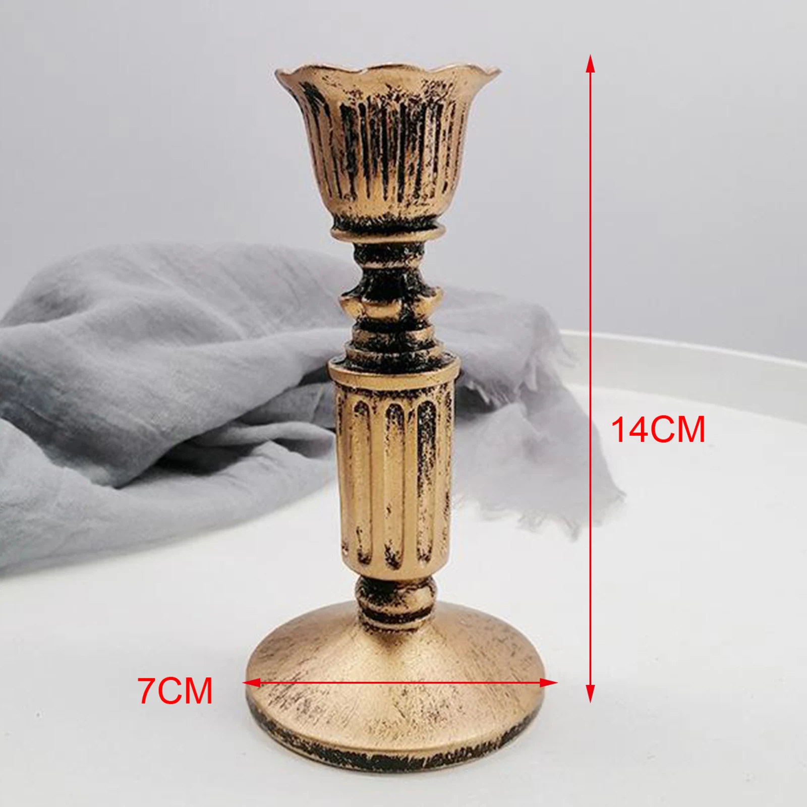Rustic Shabby Chic Pillar Candle Holder Candlestick for Church 8x8x8.5cm