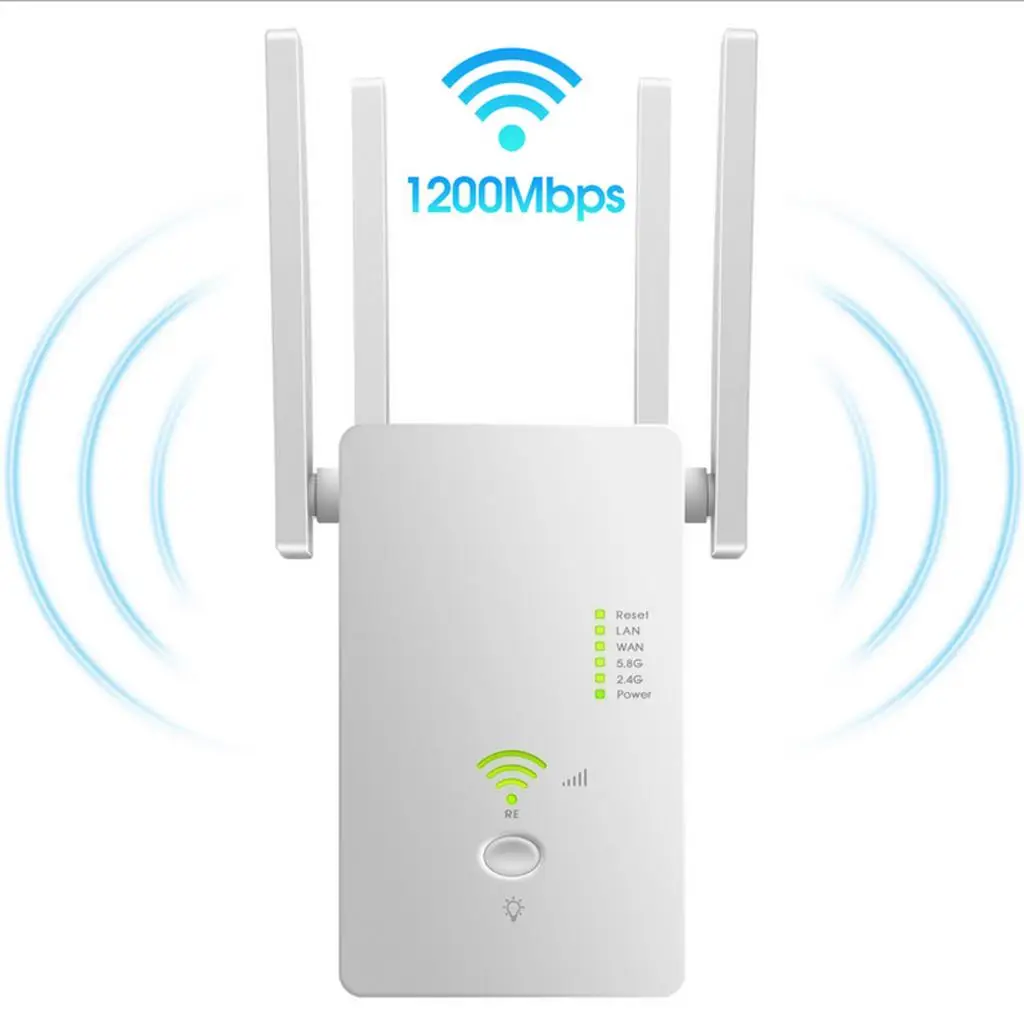 1200Mbps WiFi Range Extender Signal Booster Repeater, Add Coverage up to 1200 Extend 2.4GHz & 5.8GHz WiFi, Easy Setup