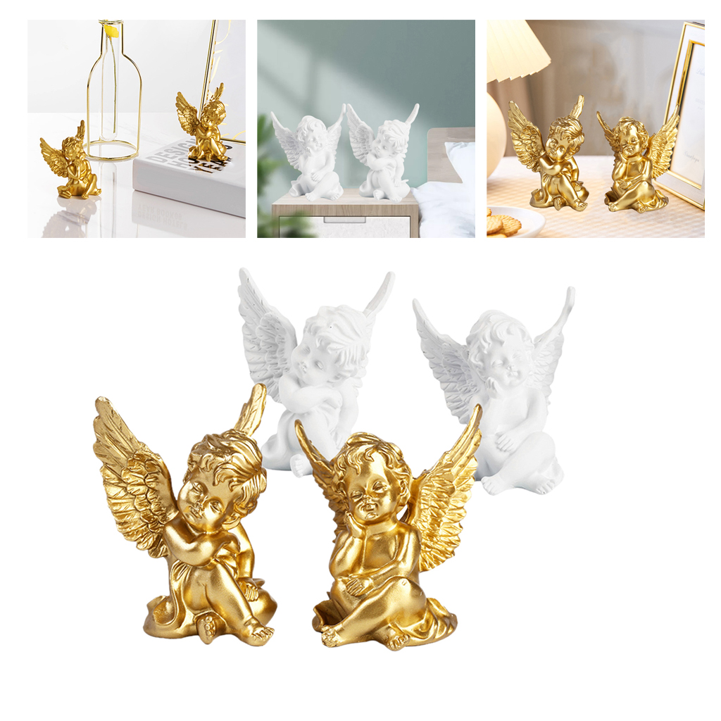 4pcs Cupid Angel Statue Tabletop Cherub Home Decorative Garden Ornaments 