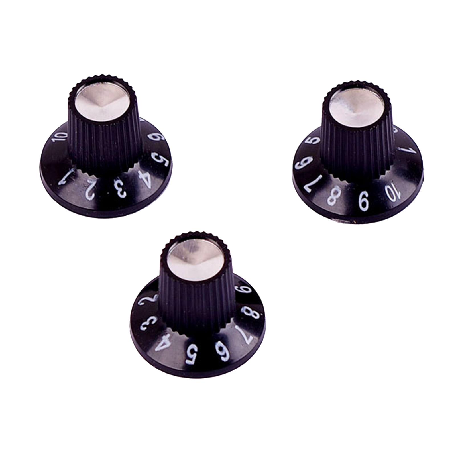 Black with Silver Top Hat Electric Guitar Knobs For Electric Guitar Bass