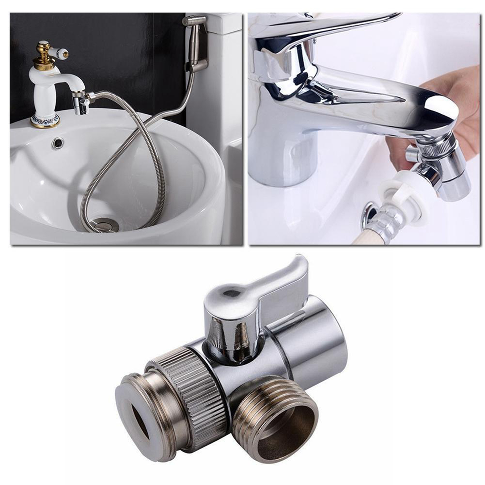 3-Way Shower Diverter Valve, Rustproof Shower Head Adapter for Shower Arm Mounted for Toilet Bidet Shower Kitchen