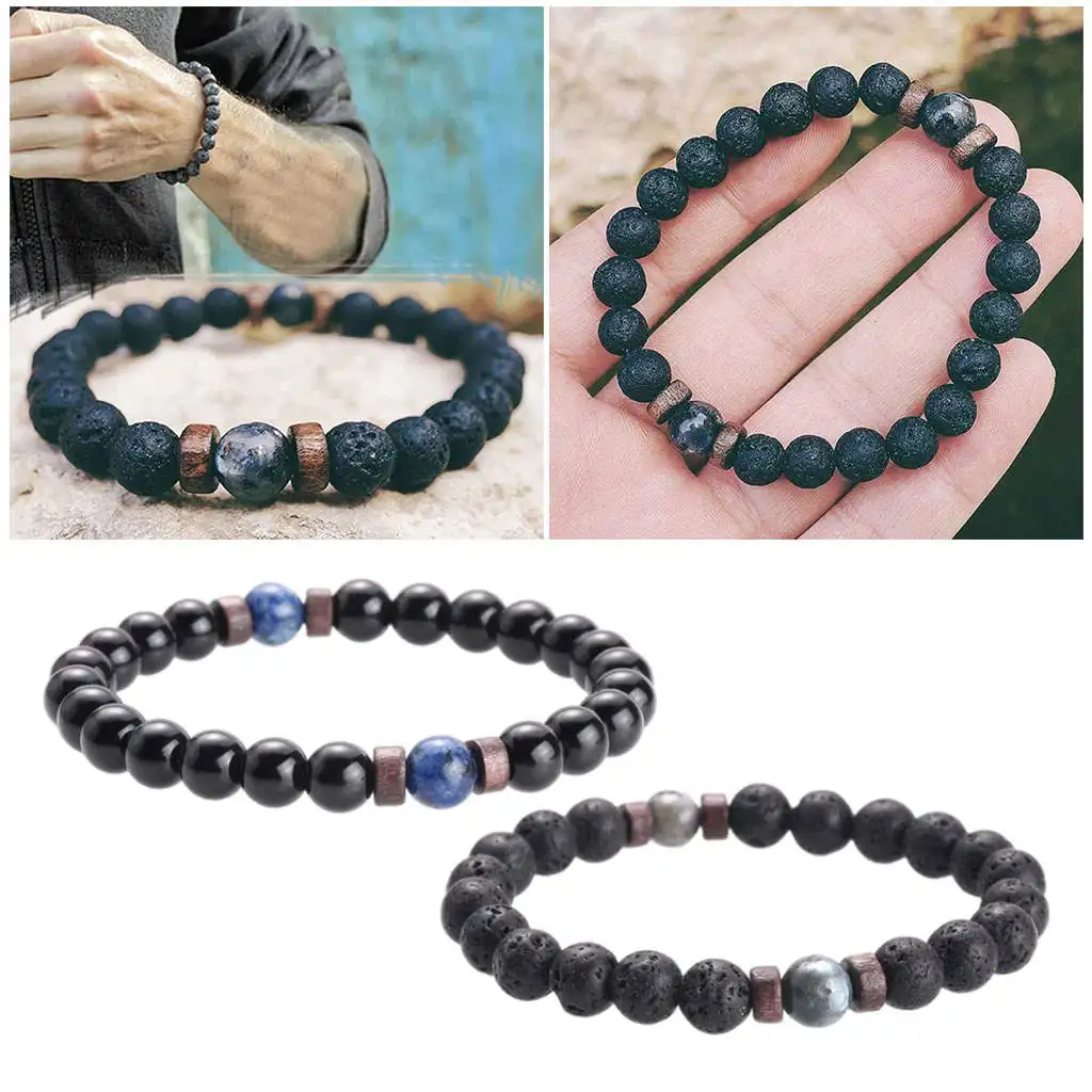Men Bracelet Natural Moonstone Bead 8mm Jewelry Gift Stone Diffuser Connect Adjustable Elastic Eternal Love Vows Beads
