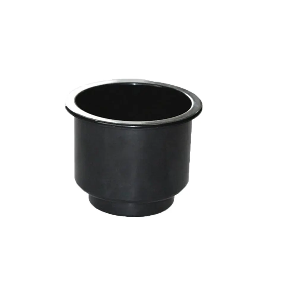 Recessed Drop in Plastic Cup Drink Can Holder with Drain for Boat Car Marine Rv Home Office - Black
