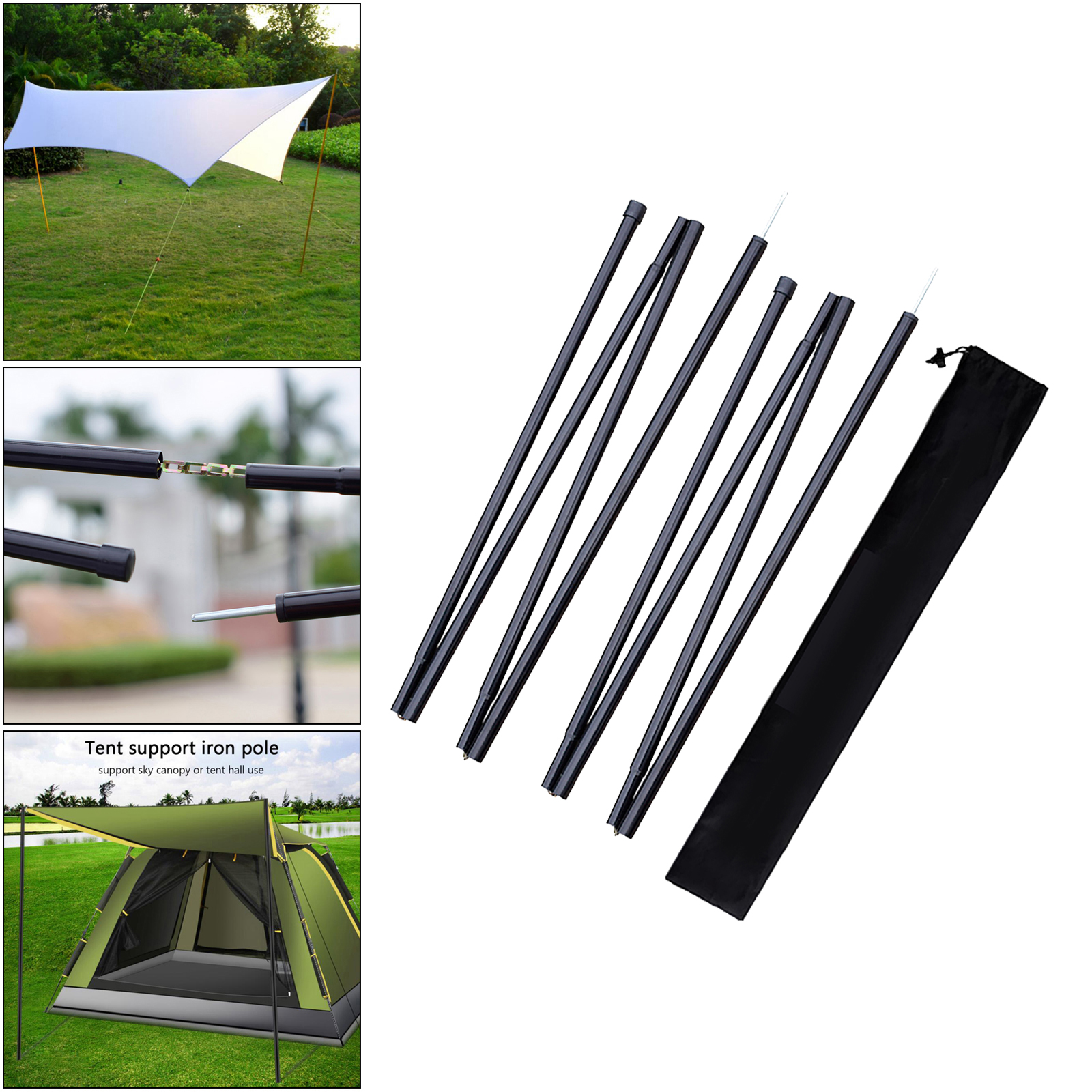 2Pack Iron Pipe Tarp Support Poles 