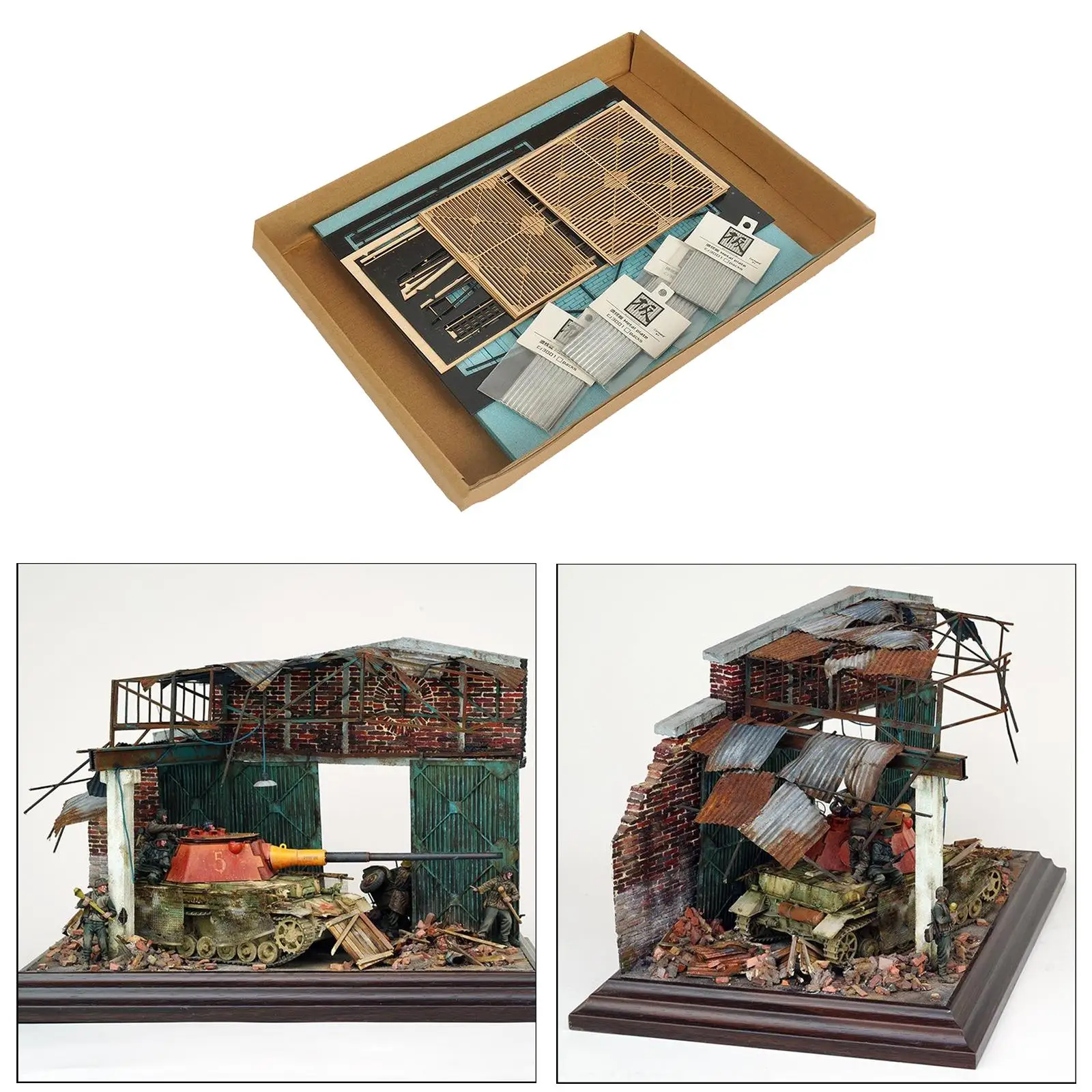 Handmade DIY Dioramas Building Model Kits Wood Ruins Corner House 1:35 Scale
