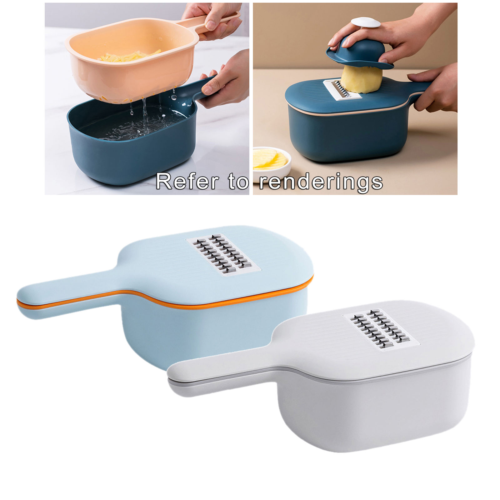 Multifunctional Vegetable Slicer Grater Veggie Dicers Food Choppers Cutter with 4 Blades Storage Container Onions Supplies