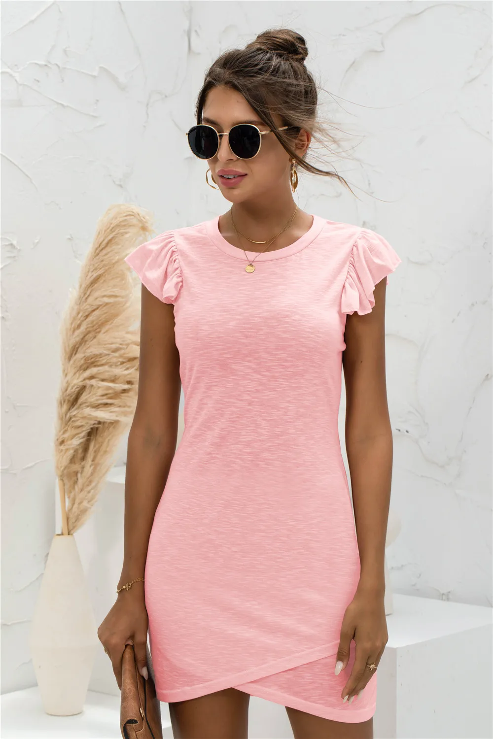 2021 summer new product hot sale ruffled short-sleeved cross dress corset dress