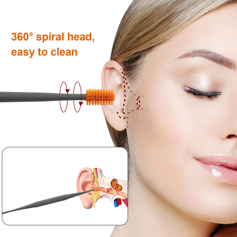 Best of 1 / 2PCS Silicone Double Head Ear Wax Removal Tool Ear Cleaning Sticks Earpick Ear Cleaner 360° Spiral Swab Reviews & Tips