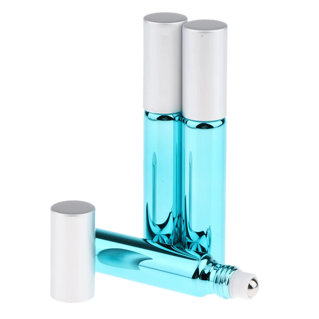 3pcs Roll On Bottle For Essential Oil Perfume Aromatherapy, Roller Ball Vial