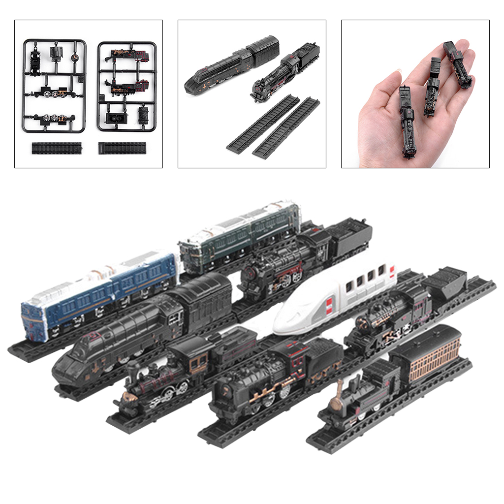 9 Pieces 1:1200 Classic Assembling Train Model Toys Mini Lotomotive Carriage