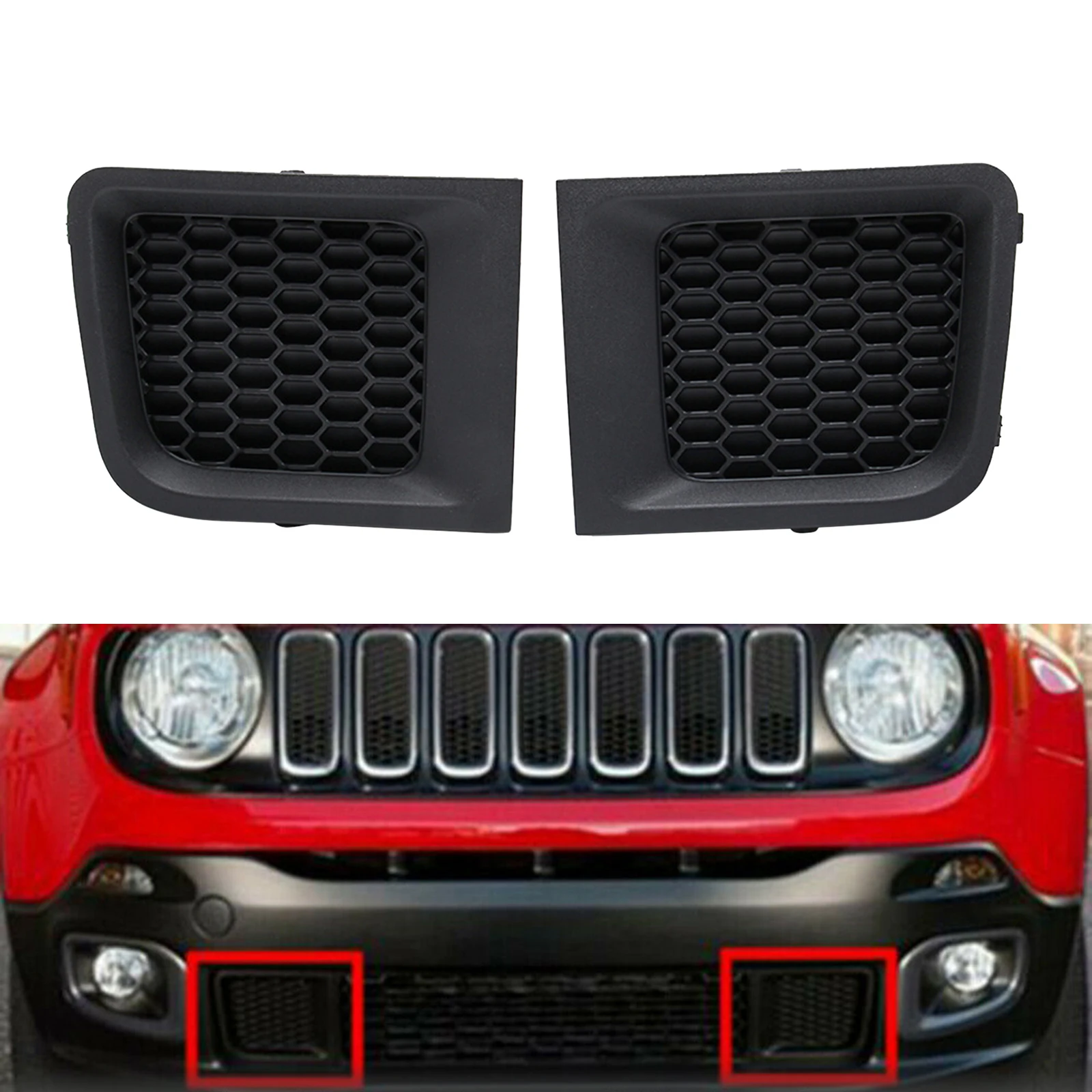 L+ R Front Bumper Lower Grille Bezel Cover for Jeep  2015-2017