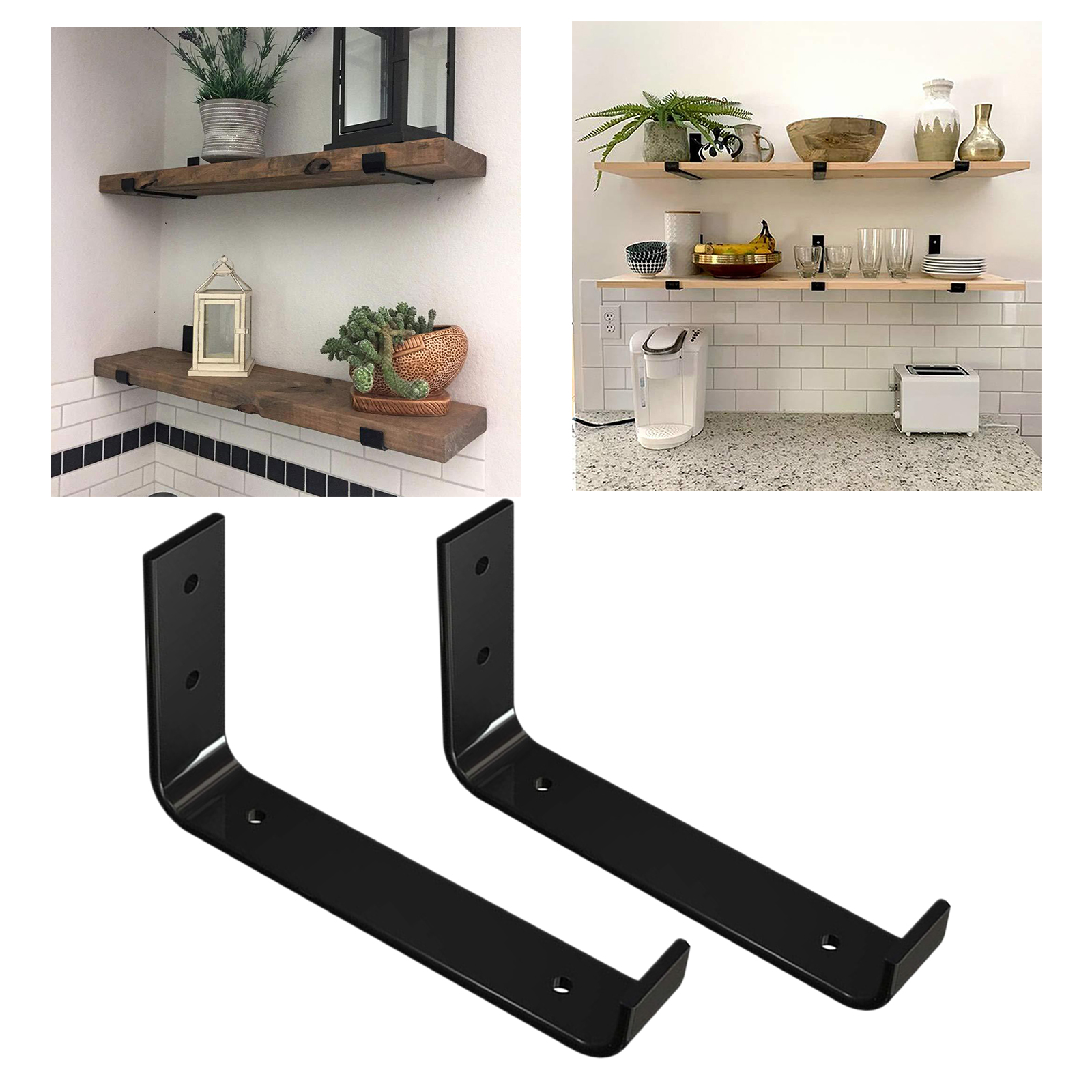 Rustic L-shaped Iron Shelf Brackets for Shelves Heavy Duty Art Triangle Wall Bracket Support Farmhouse Wall Mount Kitchen Office