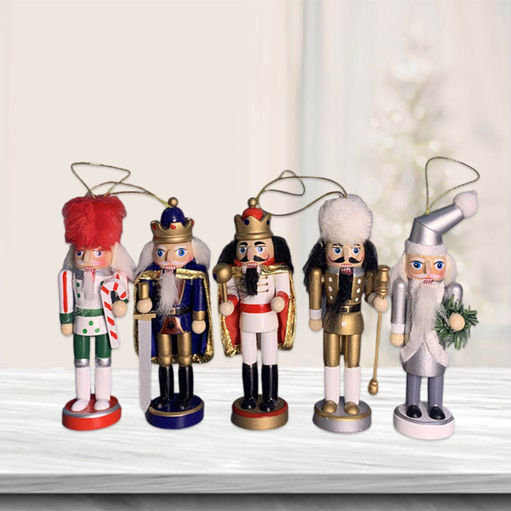 5Pieces 12cm Nutcracker Figures Nutcracker Soldier for Holiday Adults Gfits