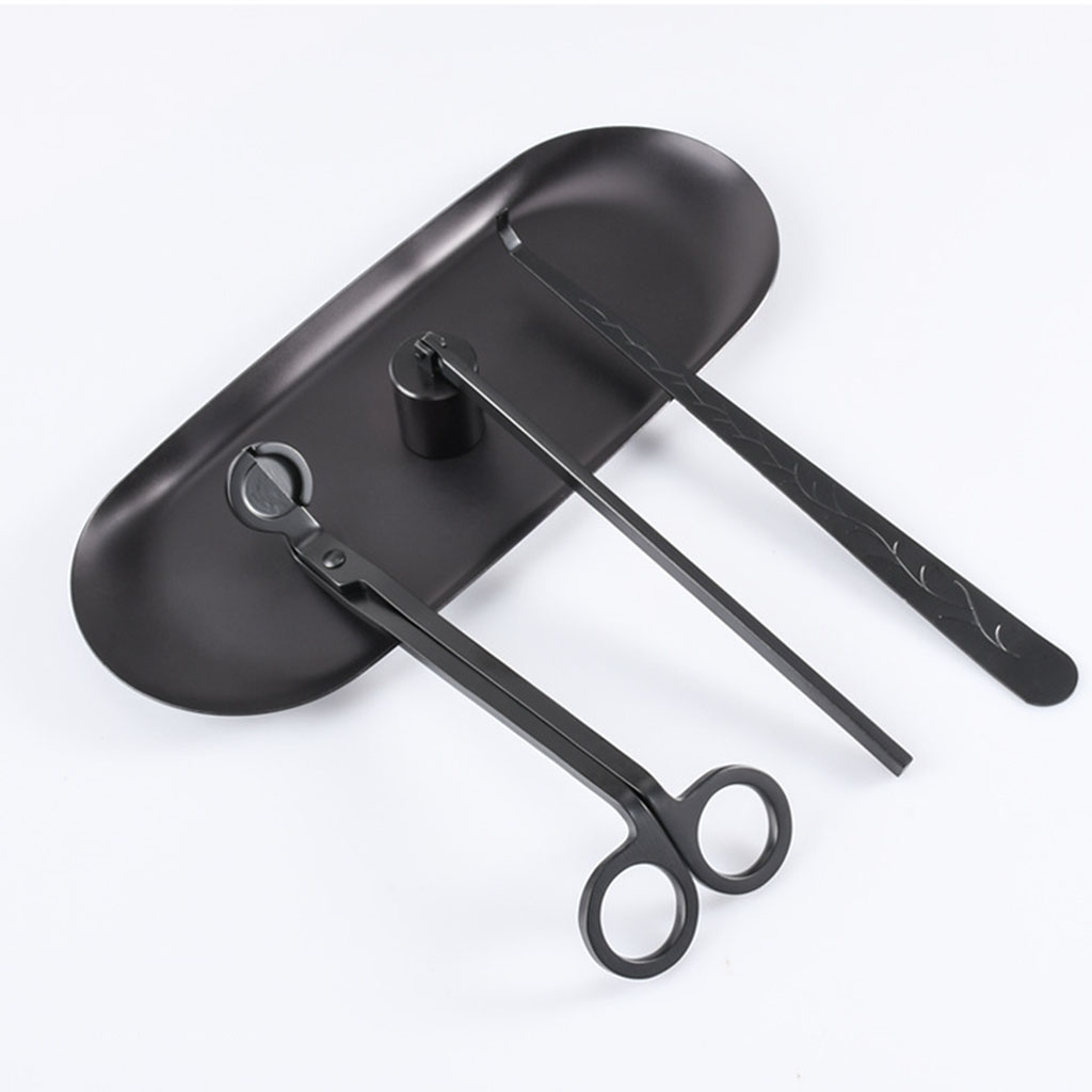 4 in 1 Candle Accessory Set, Candle Wick Trimmer, Candle Snuffer, Candle Wick Dipper, Tray, Stainless Steel Candle Tools Set