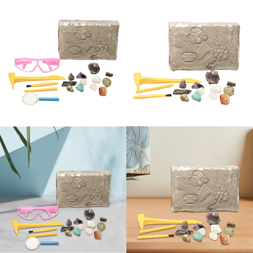 Mining Adventure Kit ,Excavate 12 Real Gems Stem Science Educational Toys Gemstone Mining Excavation for Mining Gift Kids Girls
