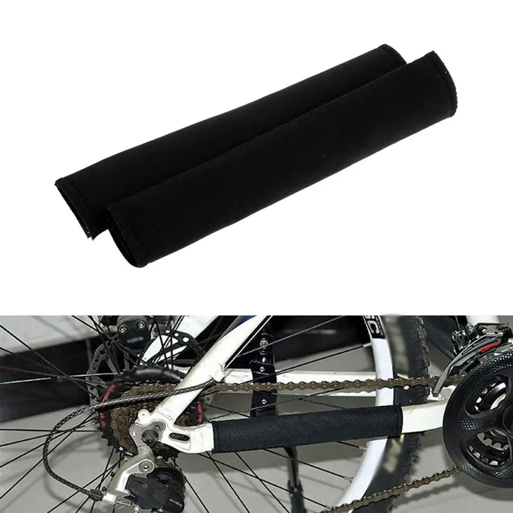 2Pcs Neoprene Chain Stay Protector Cycling Frame Cover Chainstay Bike Bicycle Cycle Equipment Black Washable
