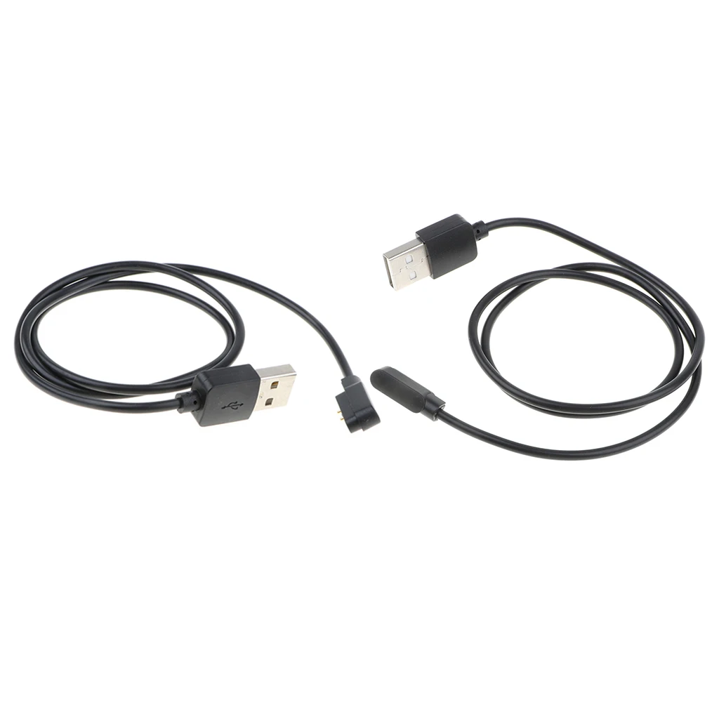 2x Replacement USB 2 Pin Portable Magnetic Charger Charging Cradle Cable for Smart Watch Black