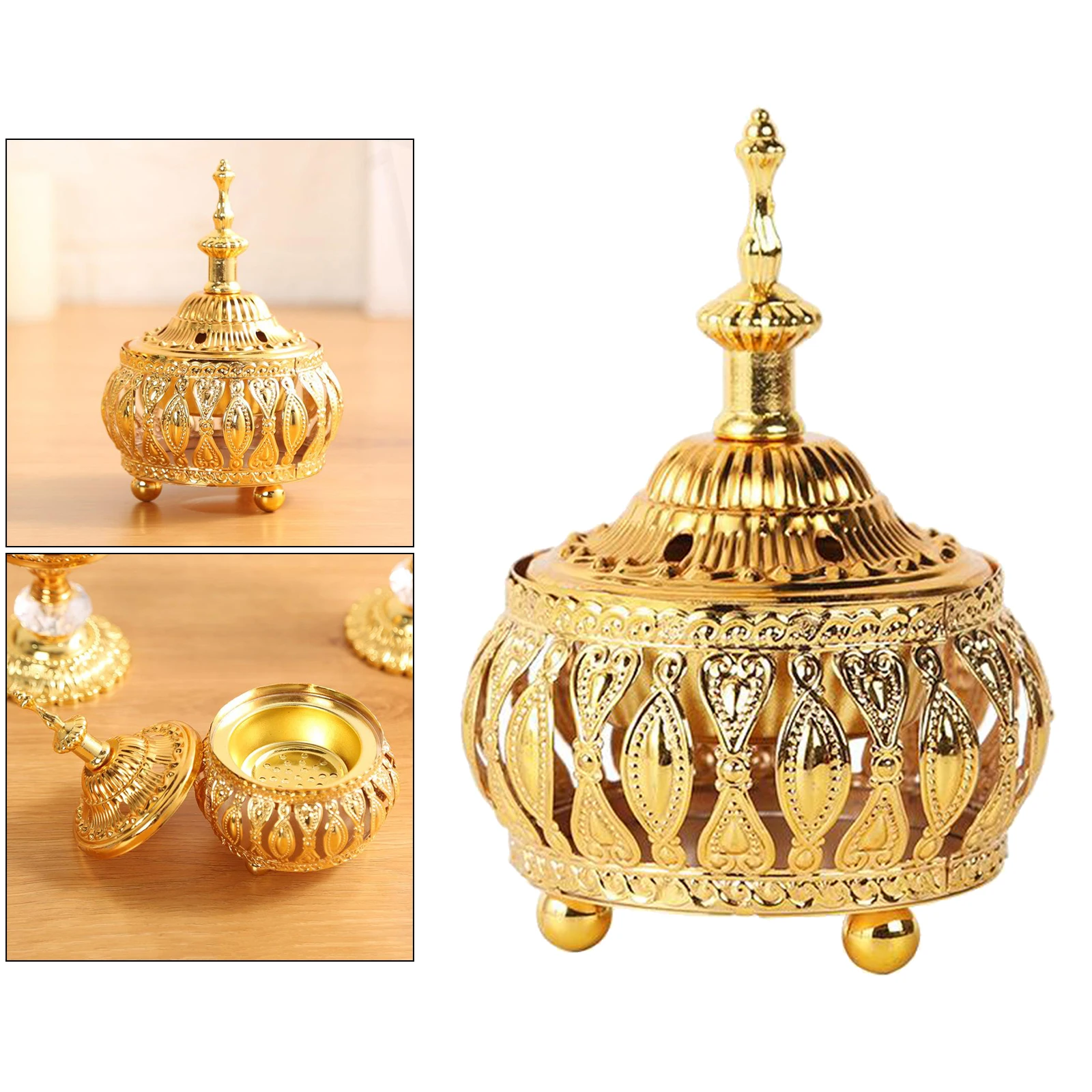 Chinese Buddha Incense Burner Electroplate Incense Censer Yoga Studio Decor