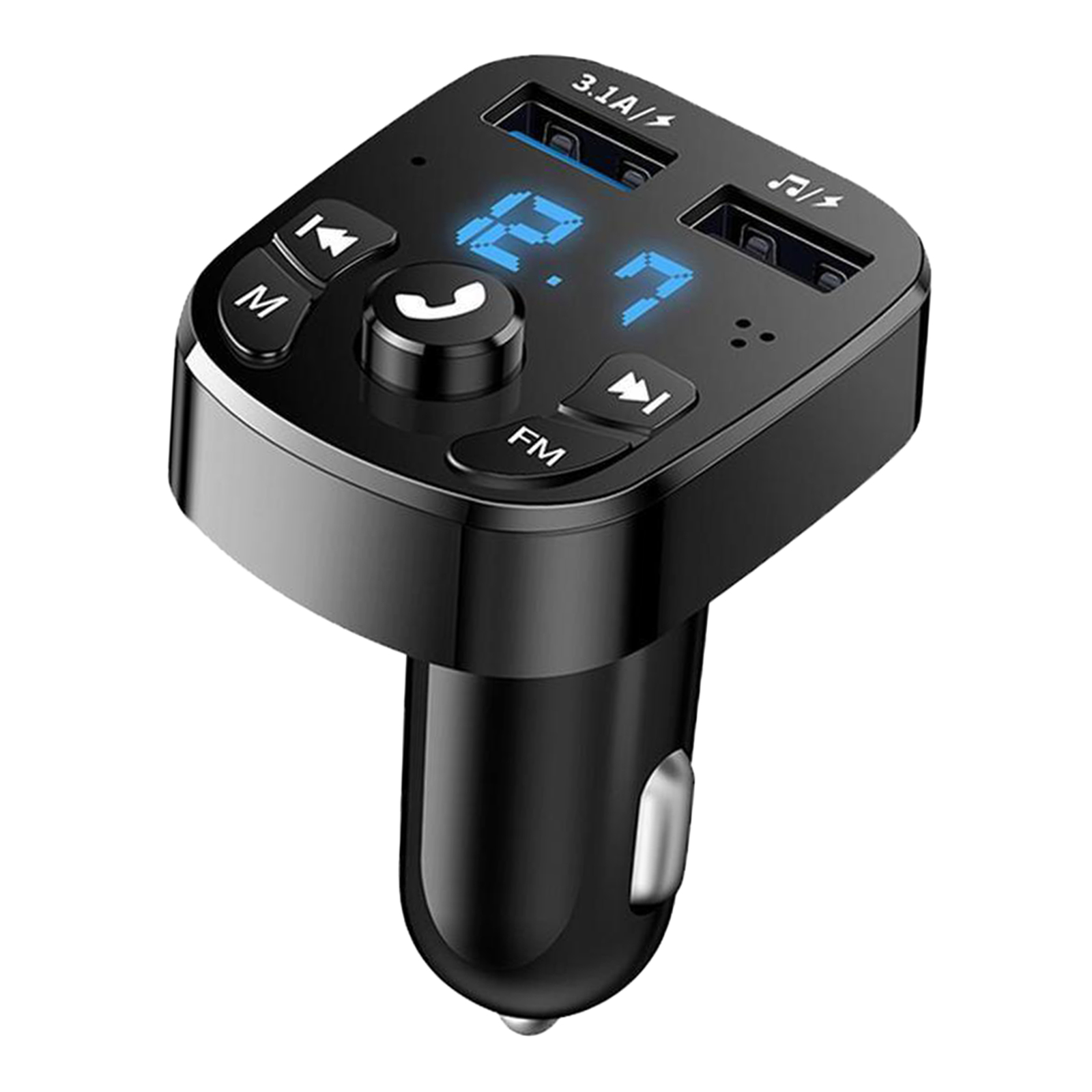 Wireless Radio Receiver Handsfree Call Car Charger Bluetooth FM Transmitter LED Screen 2 USB Ports 12V/3.1A for Smartphones
