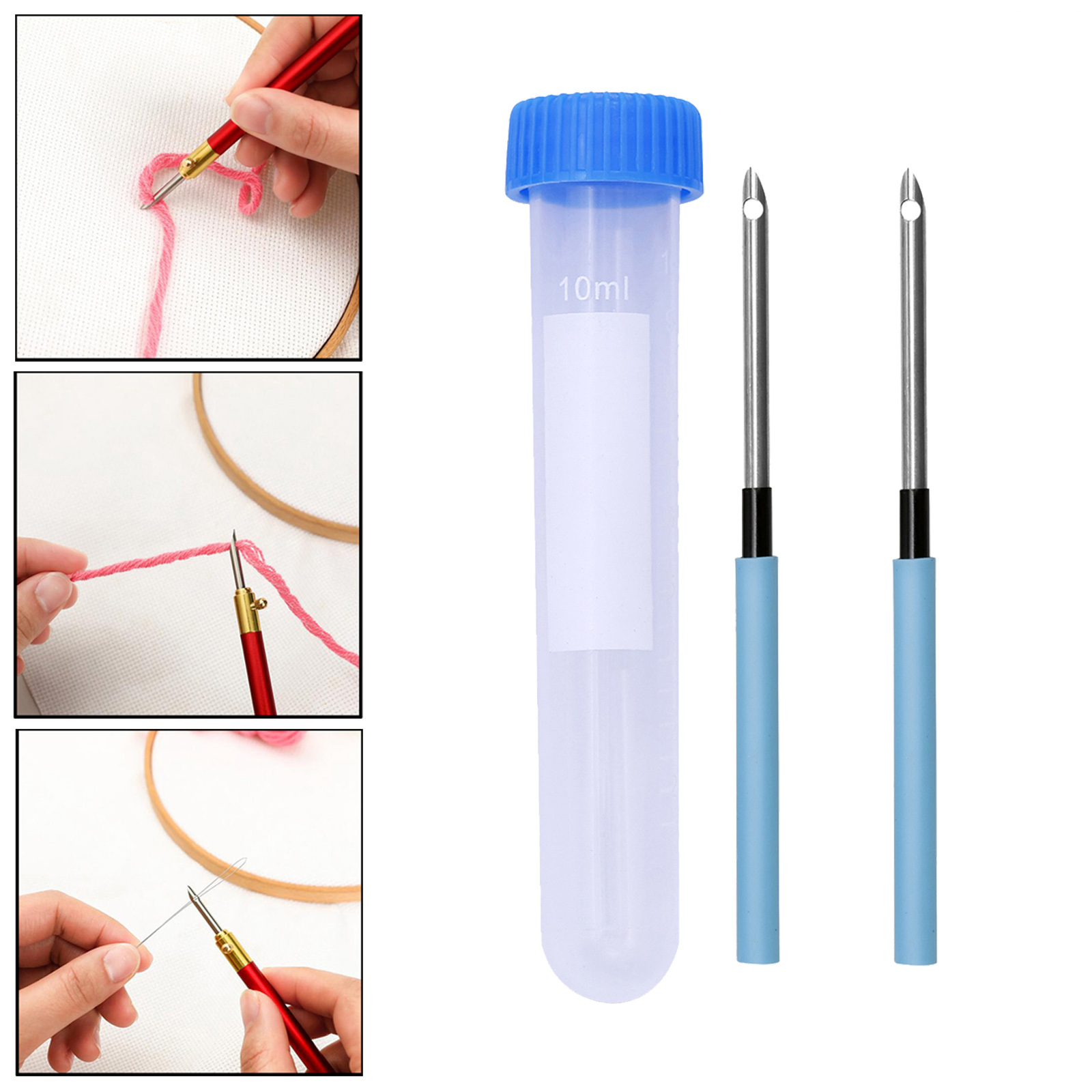 Professional Punch Needle Embroidery Pen Kit with Needle Threader for Rug Carpet Tapestry Applique Embellishment Making