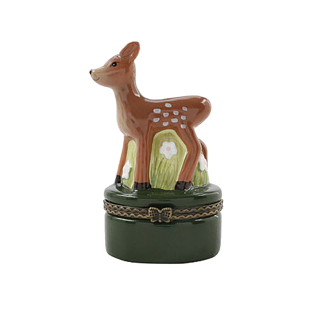 Cute Painted Ceramics Trinket Jewelry Box Necklace Storage Girl Gift-Deer