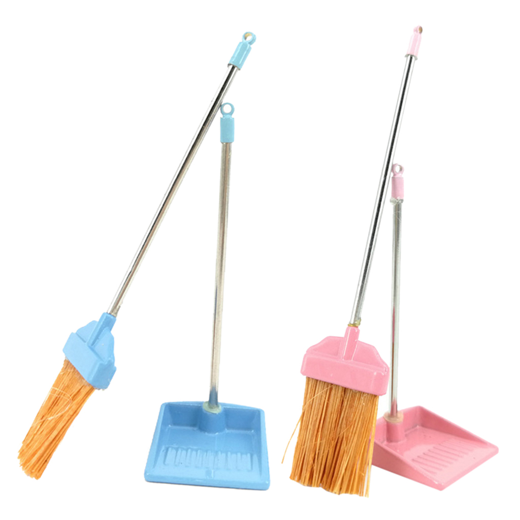 1/12 Miniature Broom Dustpan Set Sweeping Tool Dollhouse Bath Room Accessory