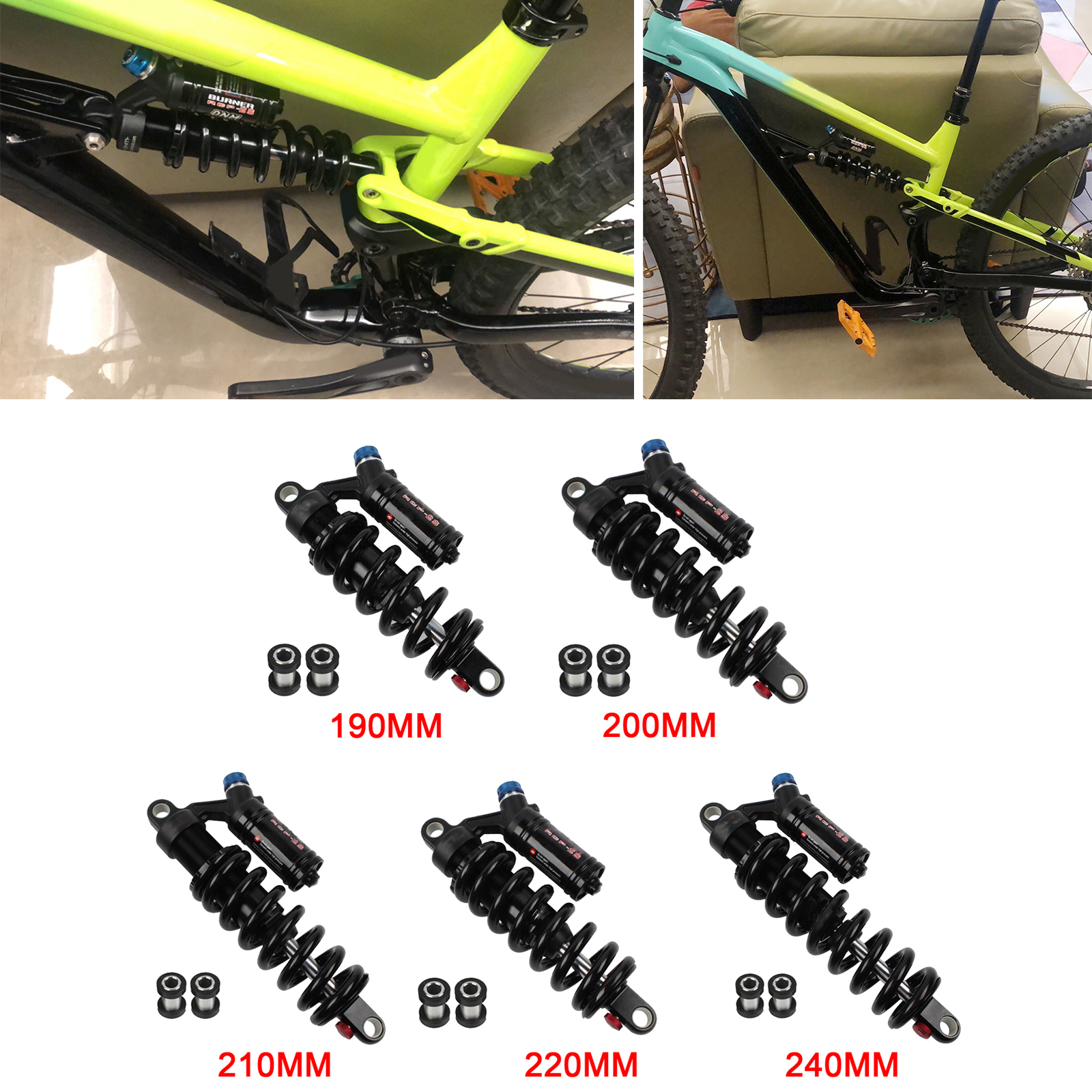 Downhill Mountain Bike Rear Shock Aluminum Alloy 550 lbs 190/200/210/220/240mm Air Shock MTB Bikycle Accessories Part