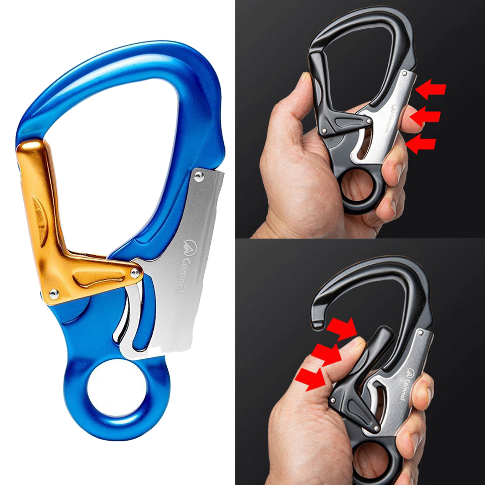 35KN Aluminum Auto Locking Carabiner D-Ring Hook Self Lock for Climbing Caving Rappelling Carabiners Hammock Dog Leash Ring