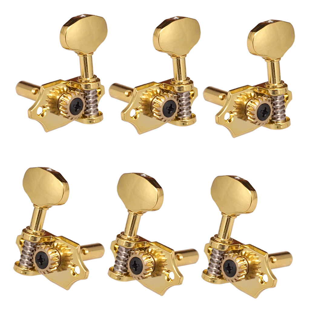 Tooyful 3x Left + 3x Right Gold Acoustic/Classical Guitar Replacement Tuning Pegs Tuning Keys Tuners Gear Ratio: 18:1