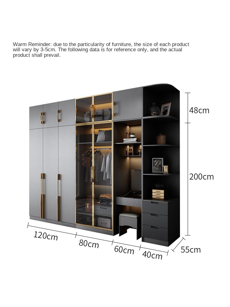 Title 5, Glass door wardrobe Home bedroom light luxury w...