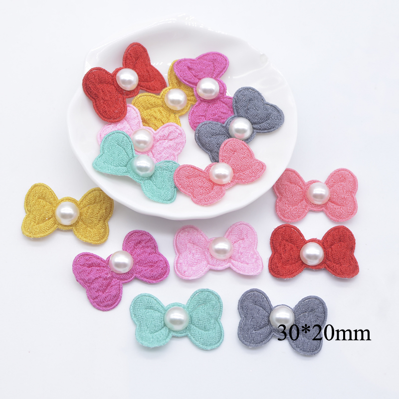 Description Picture 3 of item40Pcs Multicolor Cloth Bow with Pearl for Clothes Patches Sewing Crafts Socks Gloves Shoes Decal Headwear Decor Accessories