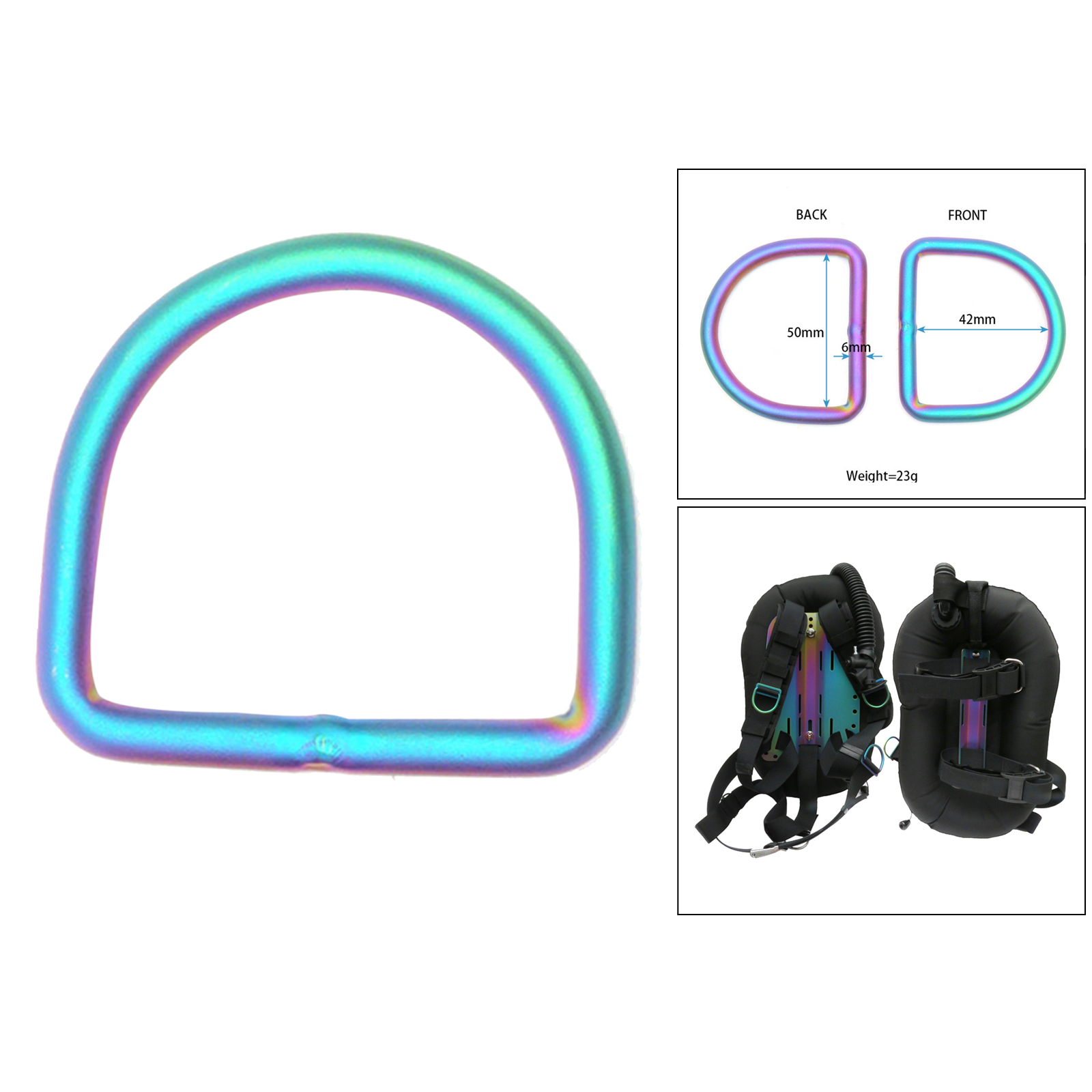 Premium Titanium Alloy 5cm Webbing Weight Belt Keeper Retainer With D Ring and Slider Buckle For Scuba Diving Snorkeling