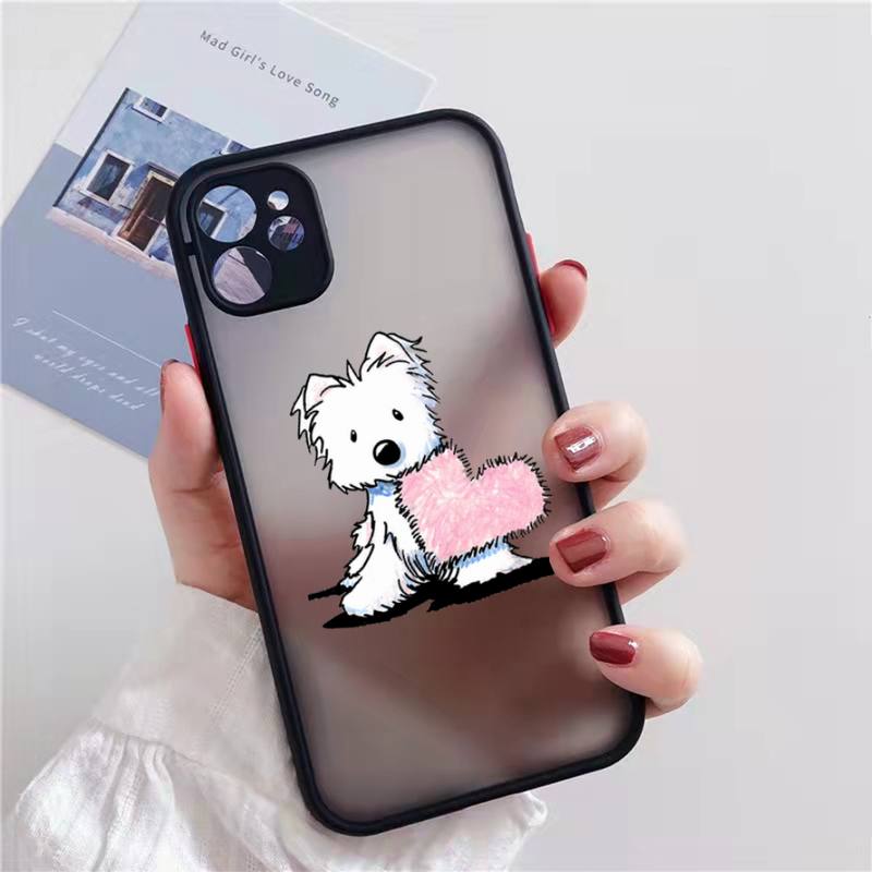 Westie lovely cartoon dog Phone Case matte transparent  For iphone 7 8 11 12 13 plus mini x xs xr pro max cover iphone 11 case with card holder