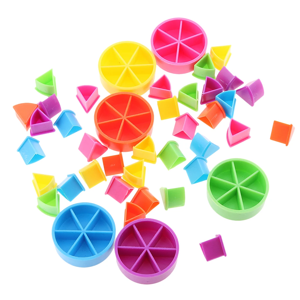 MagiDeal 42Pcs/Pack Trivial Pursuit Game Pieces Pie Wedges for Math Fractions Toys Home Classroom Kindergarten Arts Crafts Tool