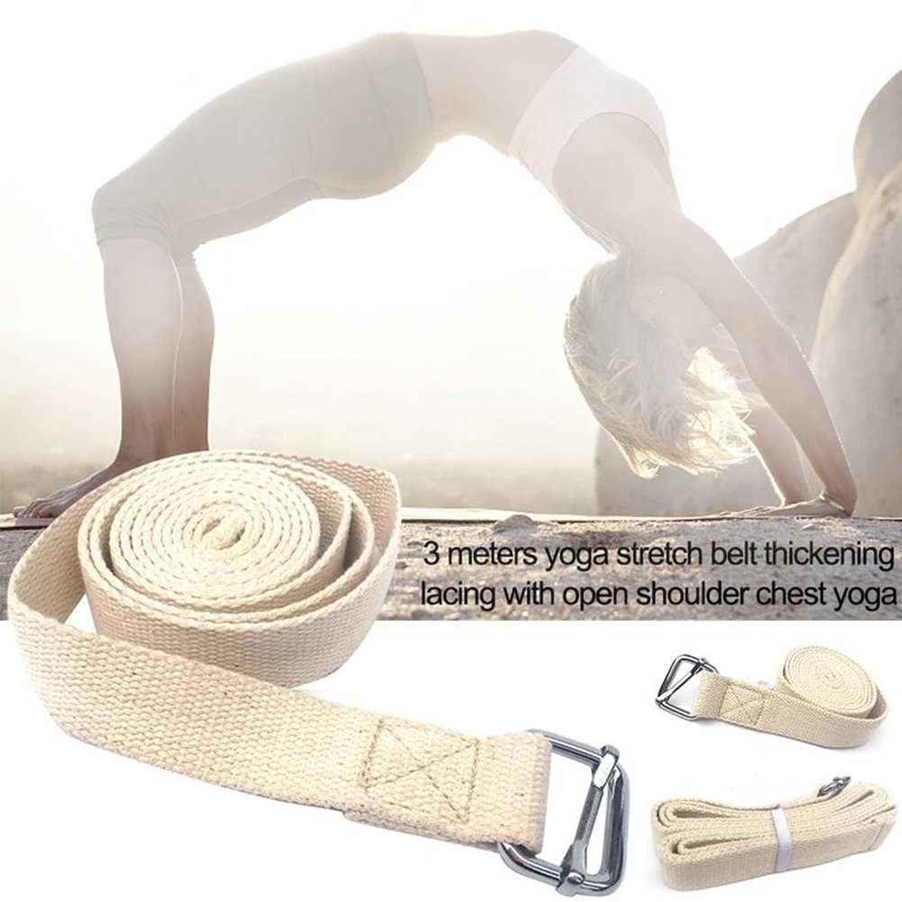 Yoga Belt Training Workouts Anti Slip 3 Meter With Buckle Pilates Fitness Thicken Stretch Strap Cotton Blend Durable Adjustable