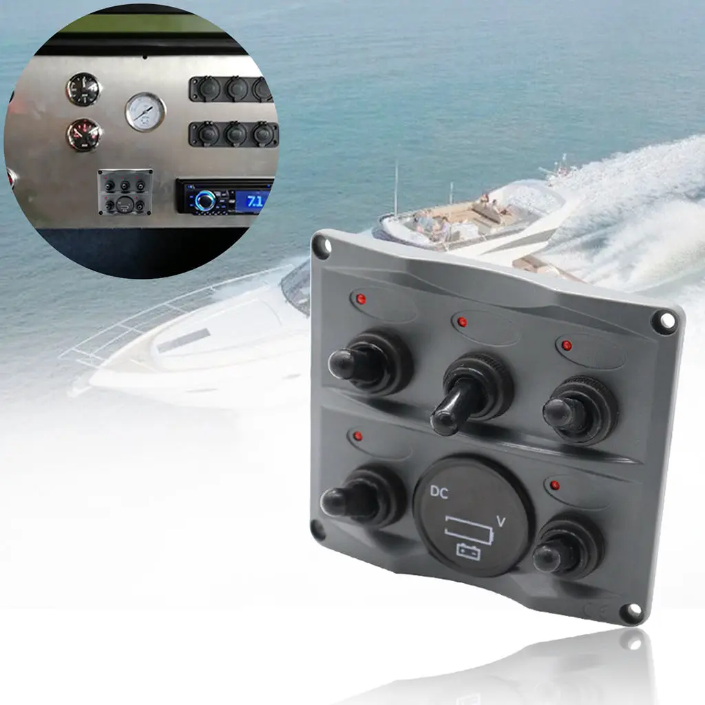 Marine 5 Gear + Battery Indicator LED Rocker Switch Panel High Performance