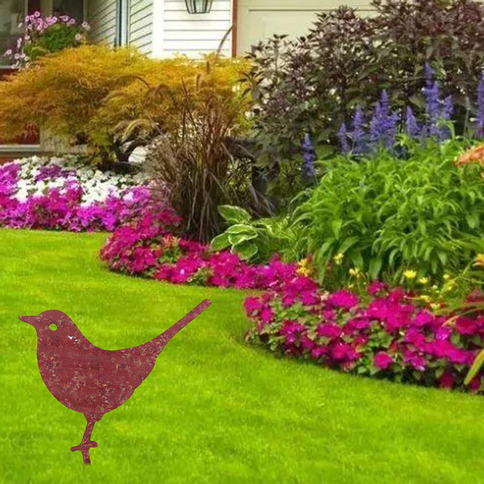 Cast Iron Fairy Bird Figurine Garden Lawn In-Ground Sculpture Ornament