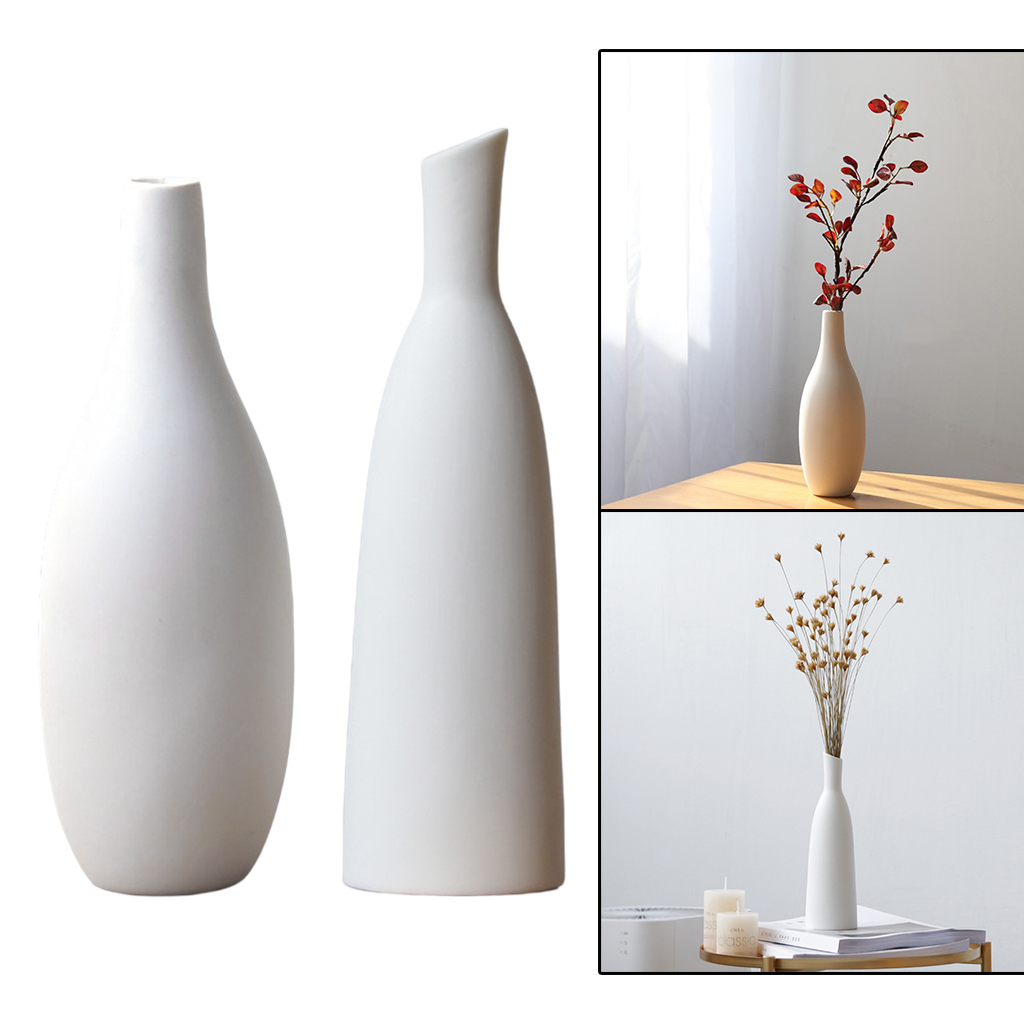 Nordic Ceramics White Flower Pot Statue Sculptures Figure Plant Dried Flowers Hydroponic Pot Crafts Living Room Decor