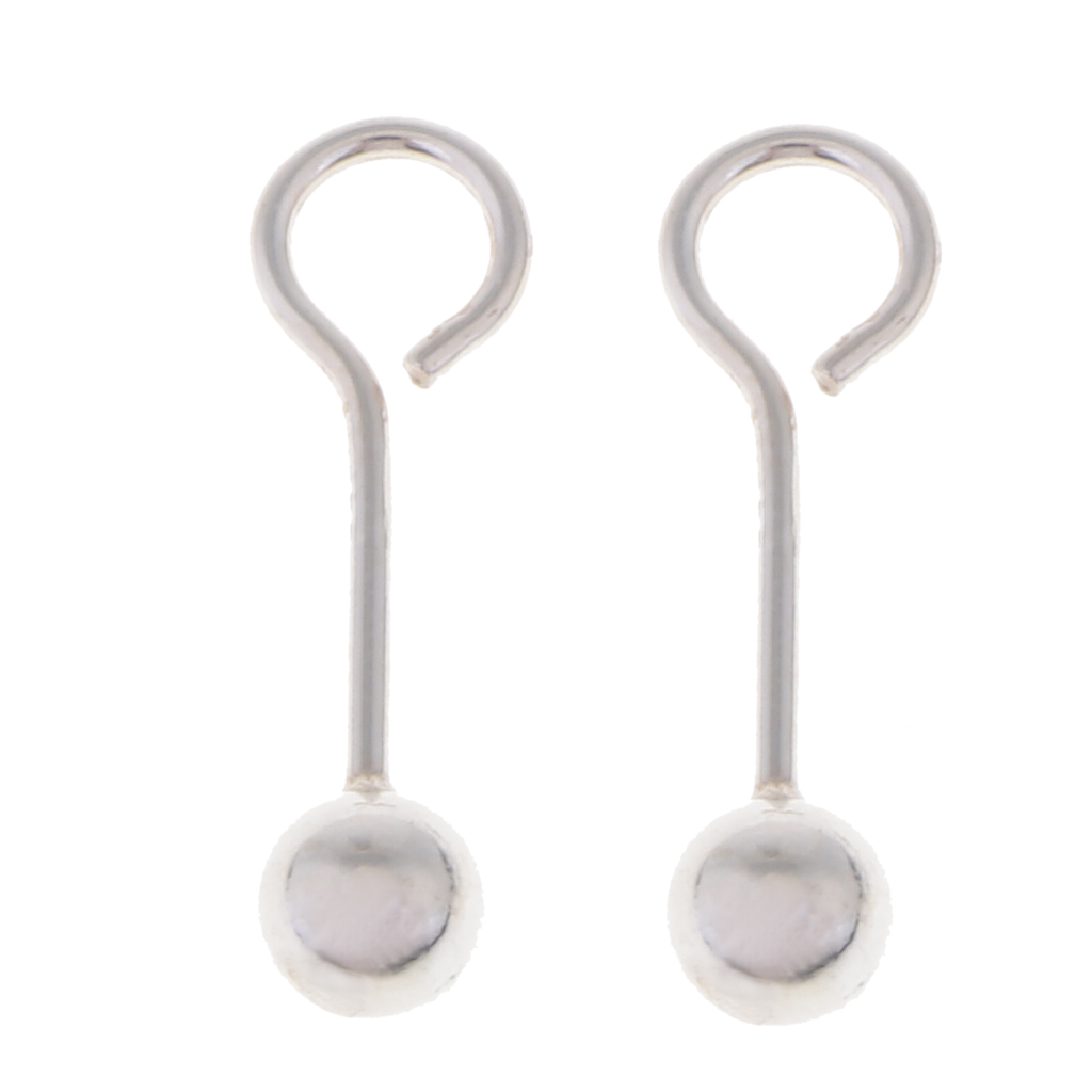 1 Pair Sterling Silver Earwire Ball French Earring Hook Studs Findings Posts