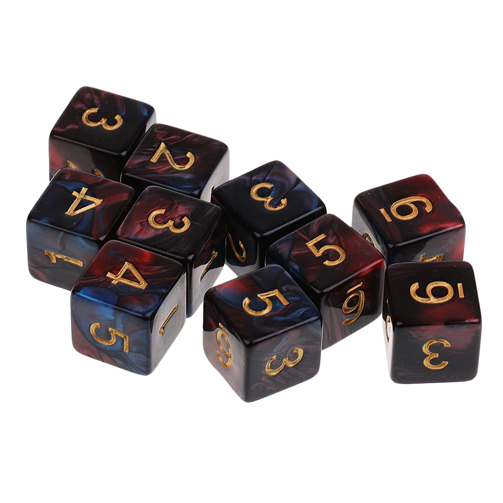 10PCS 6 Sided Dice D6 Polyhedral Dice For  And   MTG RPG