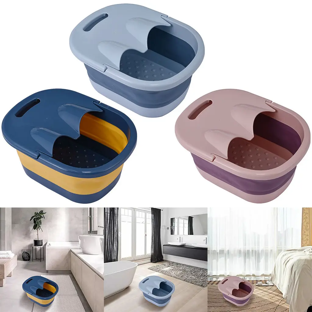 Portable Foldable Foot Bath Spa Wash Basin Foot Bucket with Cover