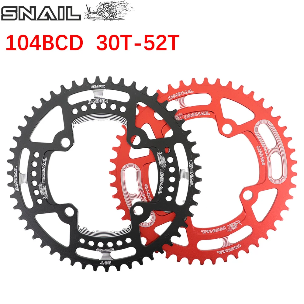 SNAIL 104BCD Narrow Wide Single 30-52T MTB Chainring Bicycle Aluminum Sprockets 