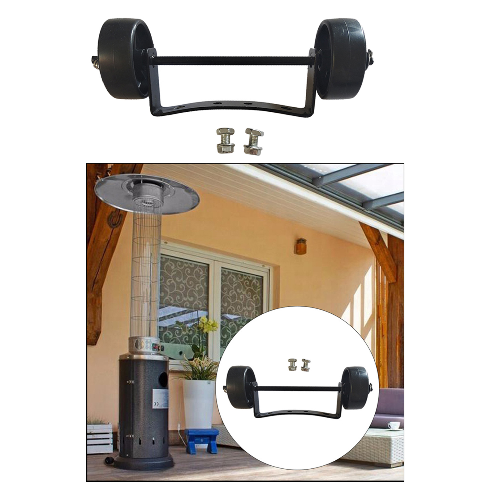 Universal Patio Heater Wheel Kit-Easy to Move-Gas Patio Heater Replacement Universal Movable Wheel, Patio Heater Parts Outdoor