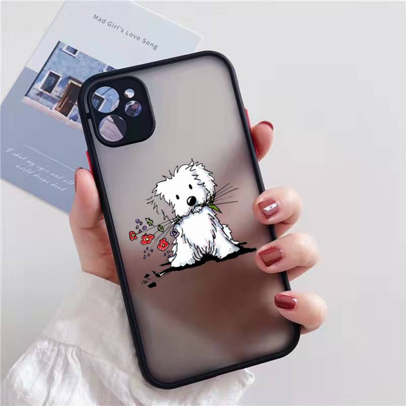 Westie lovely cartoon dog Phone Case matte transparent  For iphone 7 8 11 12 13 plus mini x xs xr pro max cover iphone 11 case with card holder